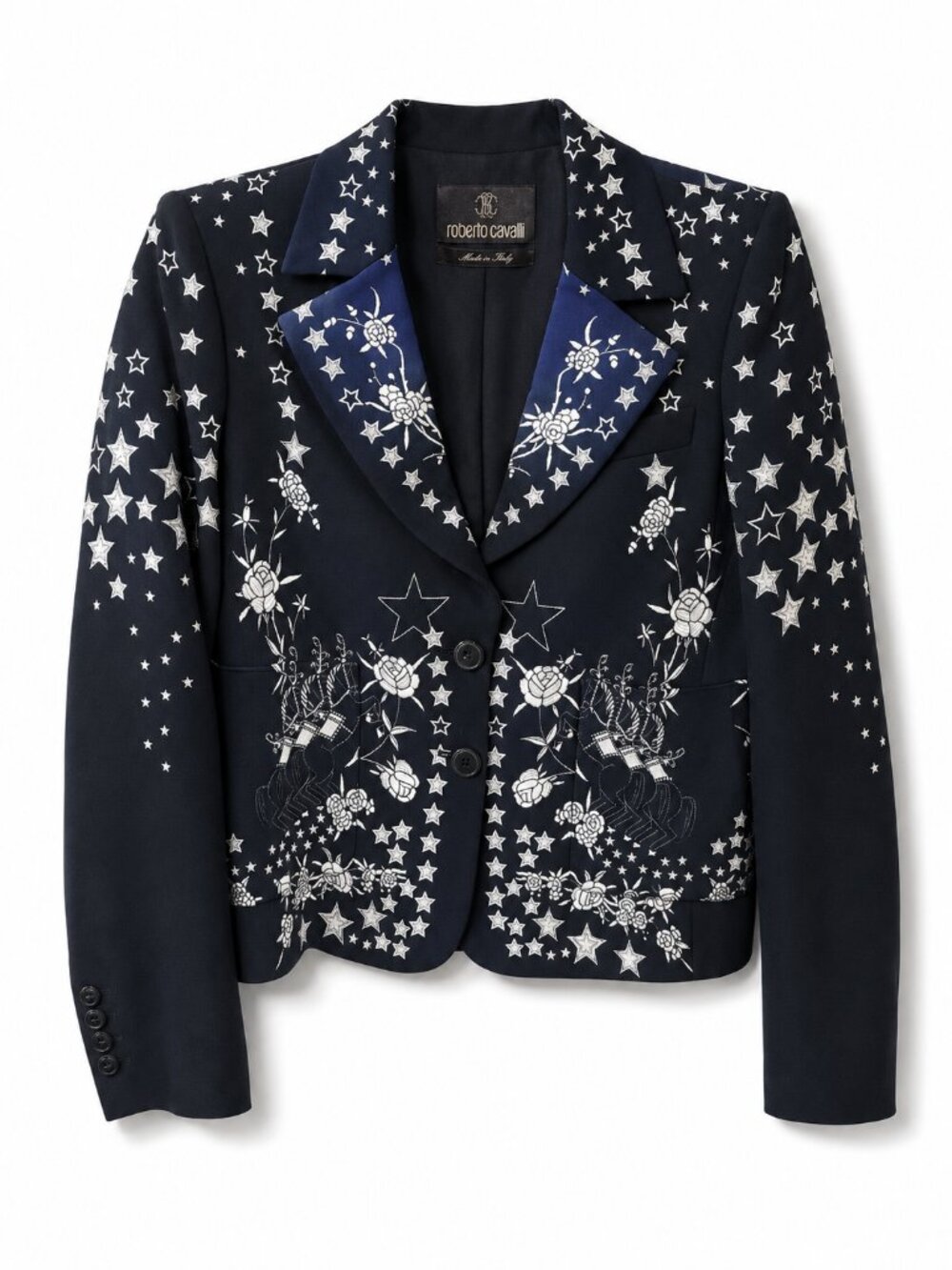 RARE Roberto Cavalli Women's Main Line Star Embellished Blazer Jacket